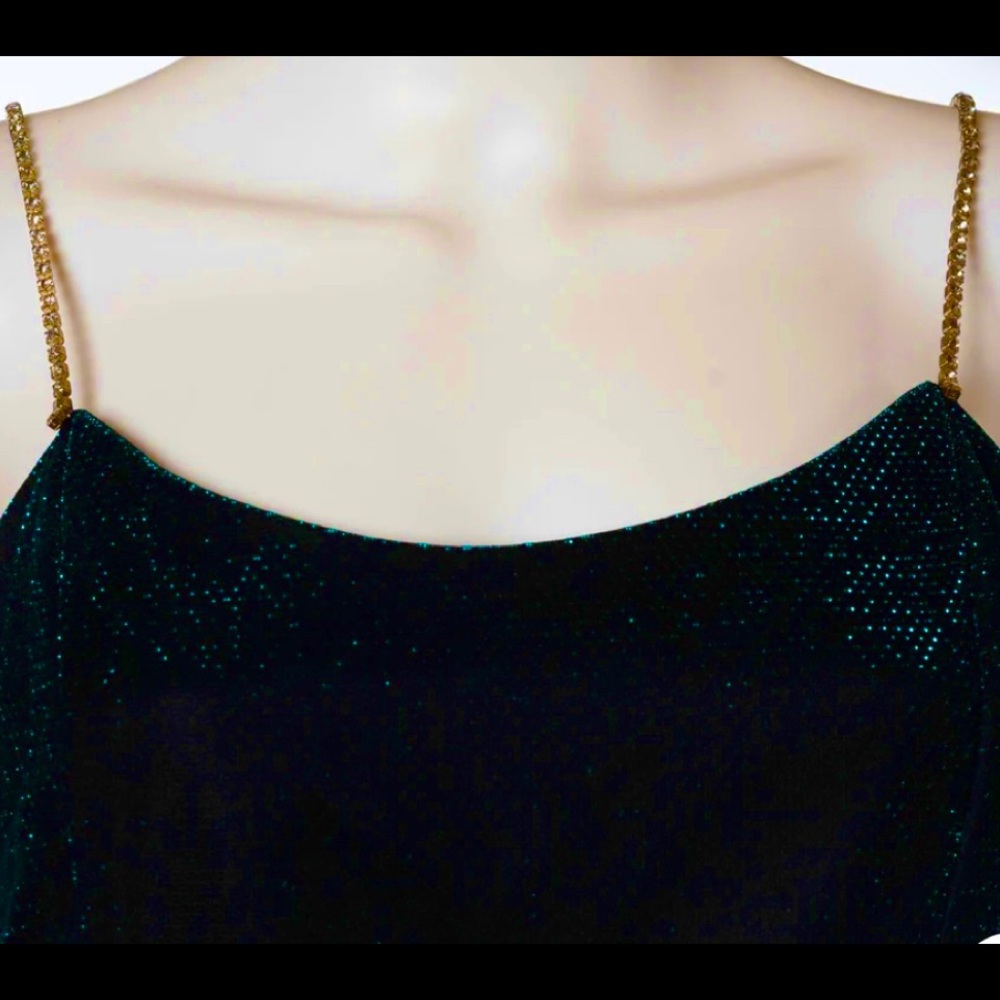 Scott / Jessica McClintock Vintage Metallic & Rhinestone Designer Dress Size 10 - Picture 3 of 12